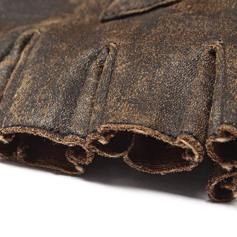Men's Steampunk Belt Buckle Rivet Gloves Coffee
