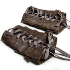 Men's Brass Buttons Lace Up Faux Leather Arm Sleeves Gloves