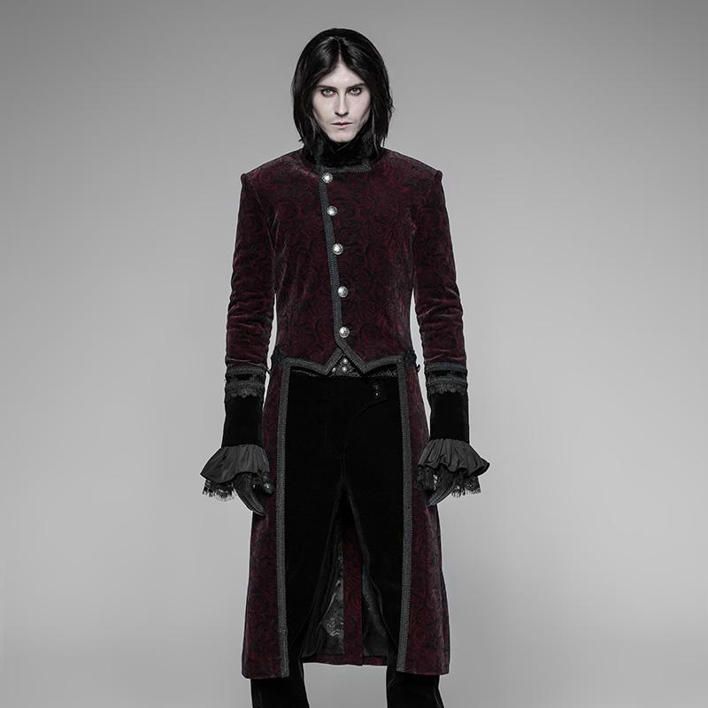 Men's Burgundy & Black Goth Tailcoat