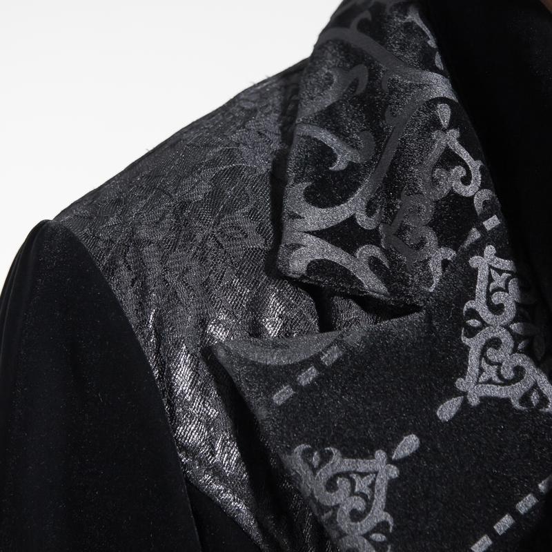 Men's Gothic Floral Embroideried Turn Down Collar Maxicoat