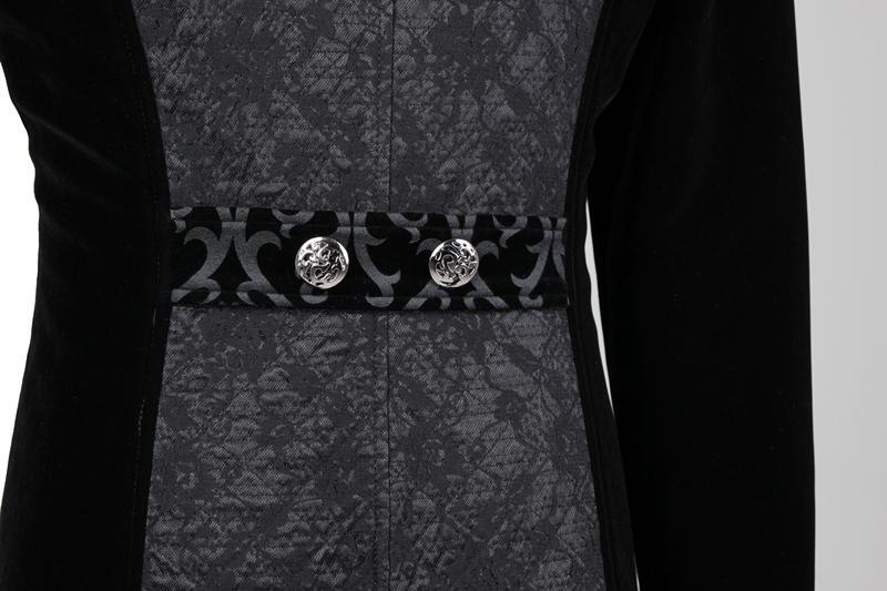 Men's Gothic Floral Embroideried Turn Down Collar Maxicoat