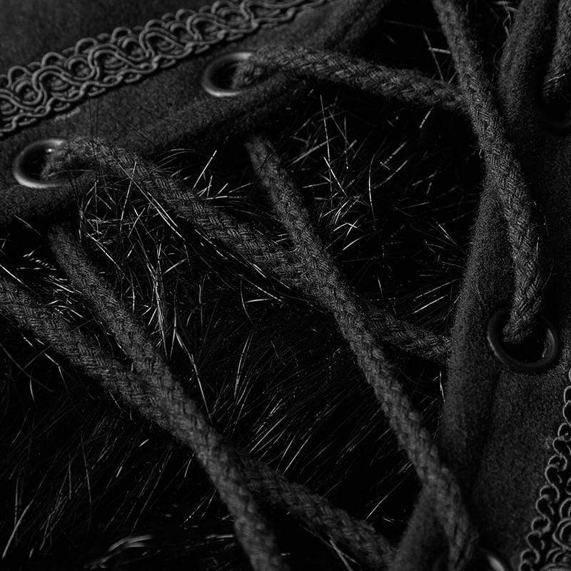 Men's Gothic Hooded Sleeveless Long Fur Cloak