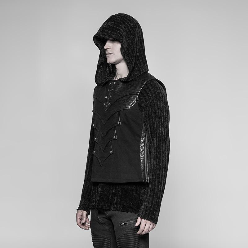 Punk-Weste mit Kunstlederdetails für Herren