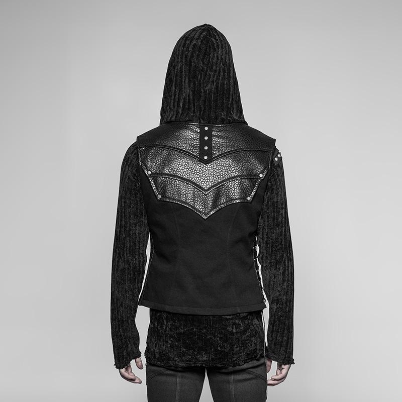 Punk-Weste mit Kunstlederdetails für Herren