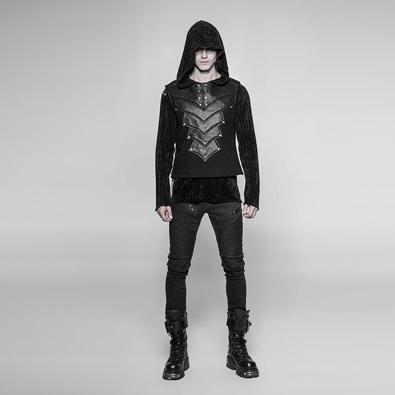 Punk-Weste mit Kunstlederdetails für Herren