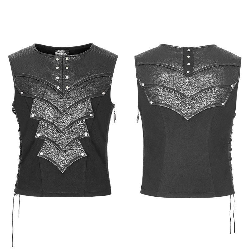 Men's Faux Leather Detailed Punk Vest