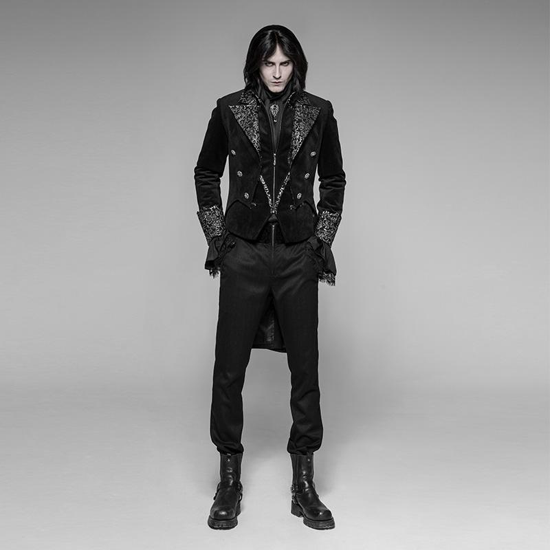 Men's Goth Brocade Trimmed Tailcoat – Punk Design