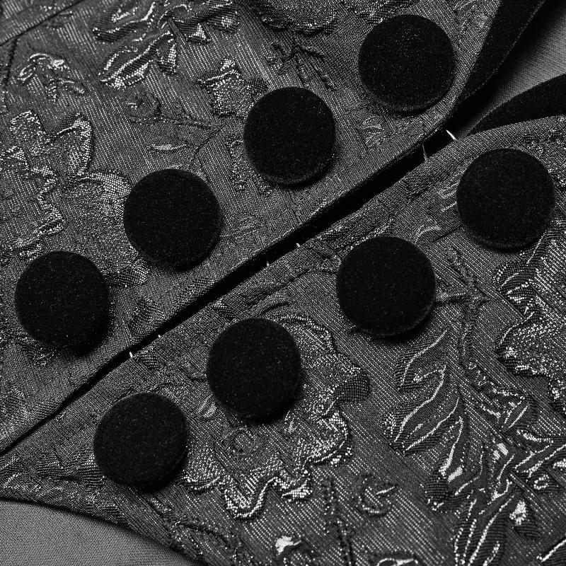 Men's Goth Floral Jacquard Dovetail Coat Black