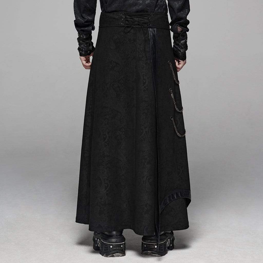 Men's Goth Floral Printed High-waisted Maxi Overskirt