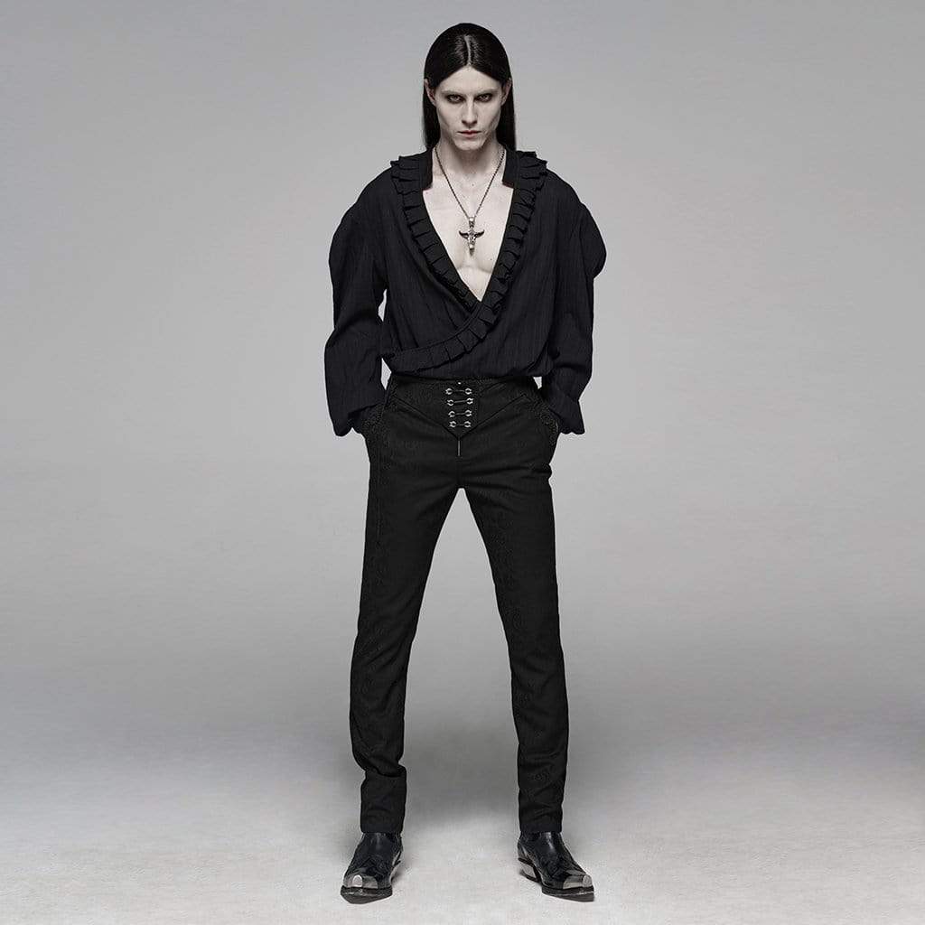 Men's Goth Front Zipper Jacquard Suit Pants