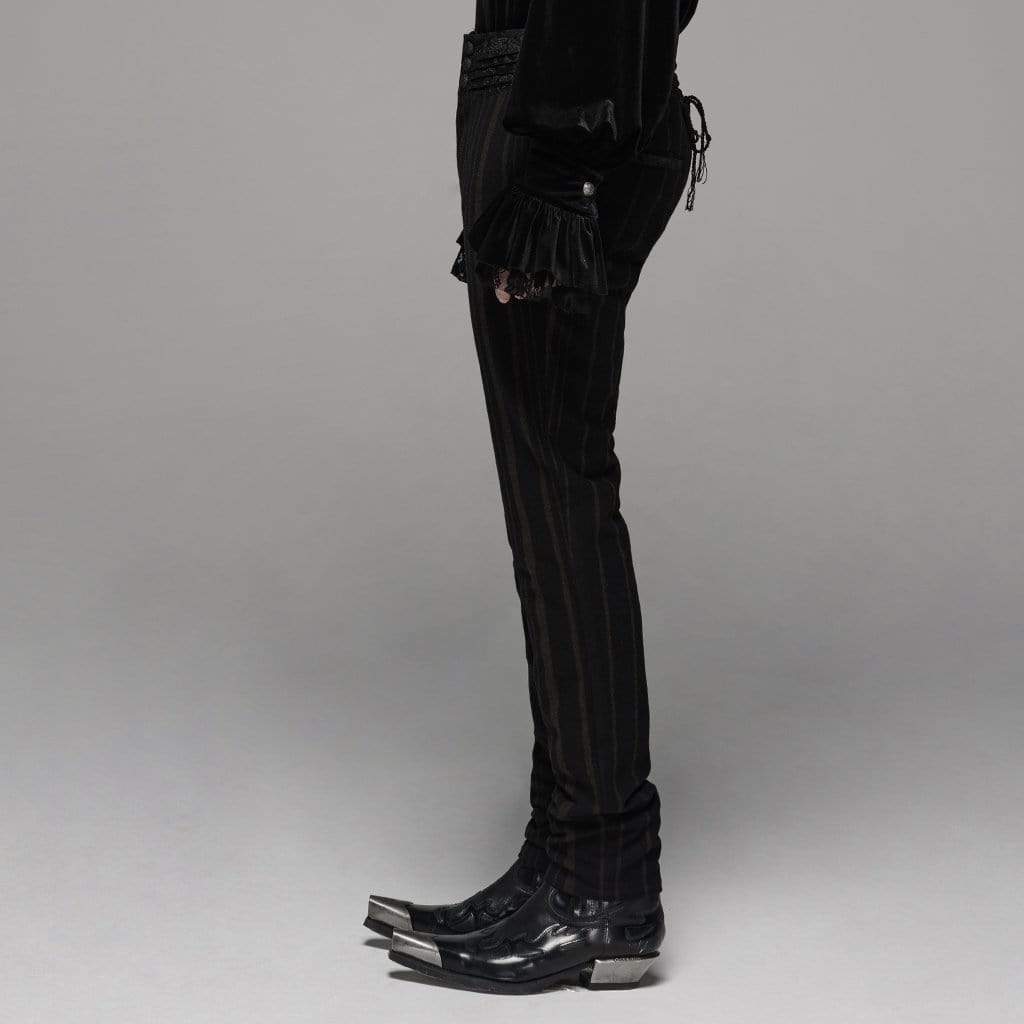 Men's Goth High-waisted Pinstripes Straight-leg Pants
