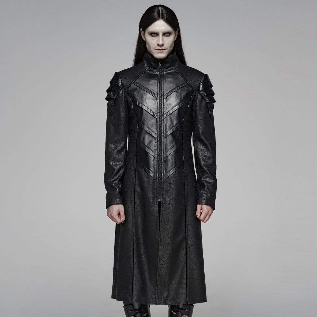 Men's Goth Military Style Stand Collar Long Coat