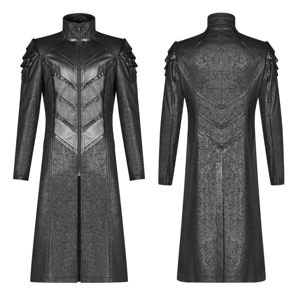 Men's Goth Military Style Stand Collar Long Coat