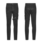 Men's Goth Ripped Straps Skinny Denim Pants With Waist Chain