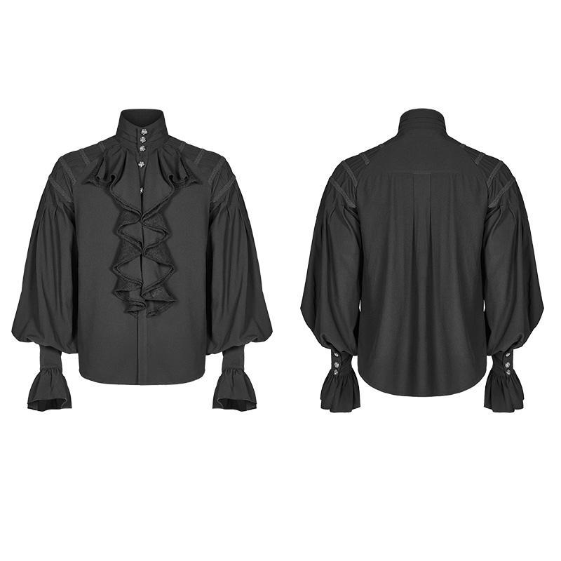 Men's Goth Ruffles Shirts With Mandarin Sleeves