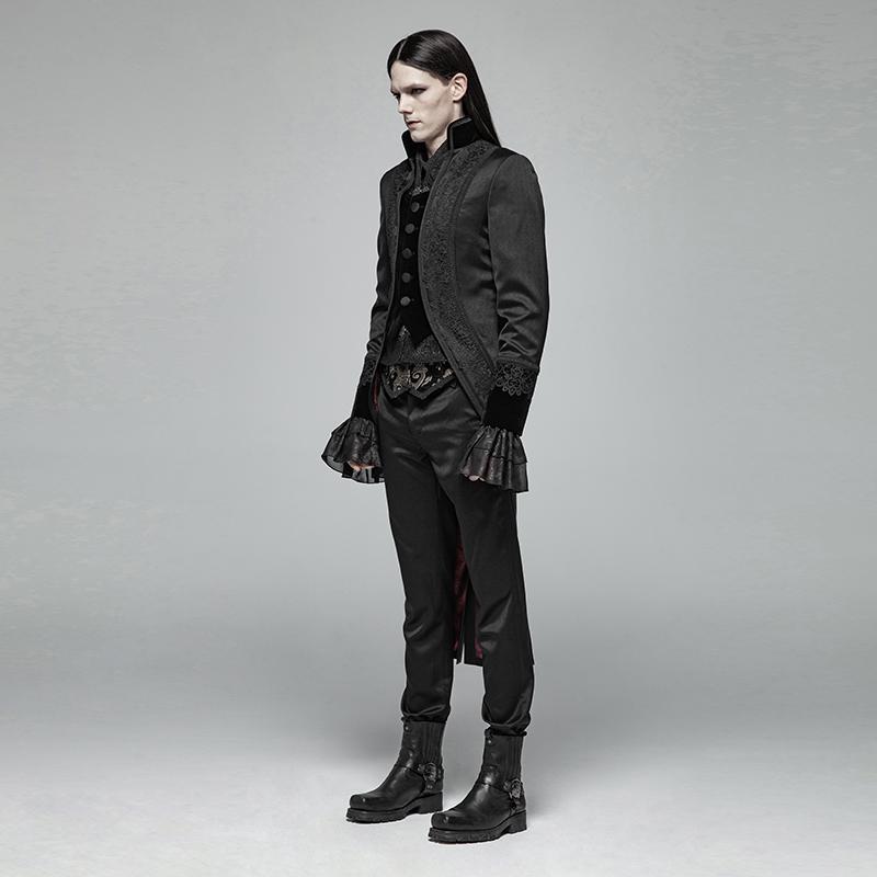 Men's Goth Single-Breasted Dovetail Overcoat