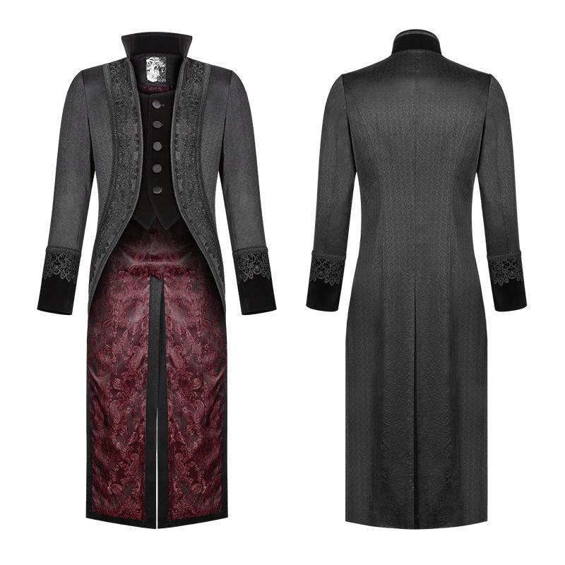 Men's Goth Single-Breasted Dovetail Overcoat