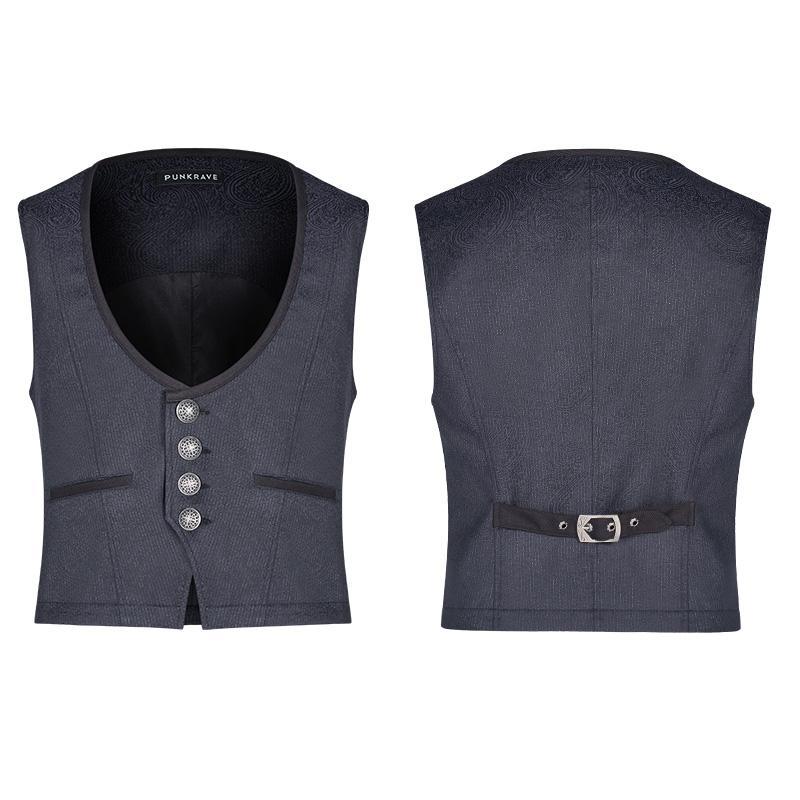 Men's Goth Single-Breasted Vest Blue