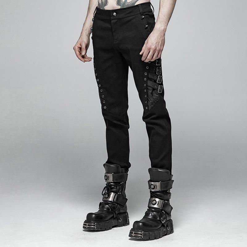 Men's Goth Straight-Leg Pants With Straps