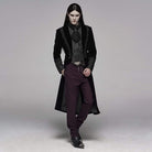 Men's Goth Victorian Front Zipper Floral Velvet Long Jacket