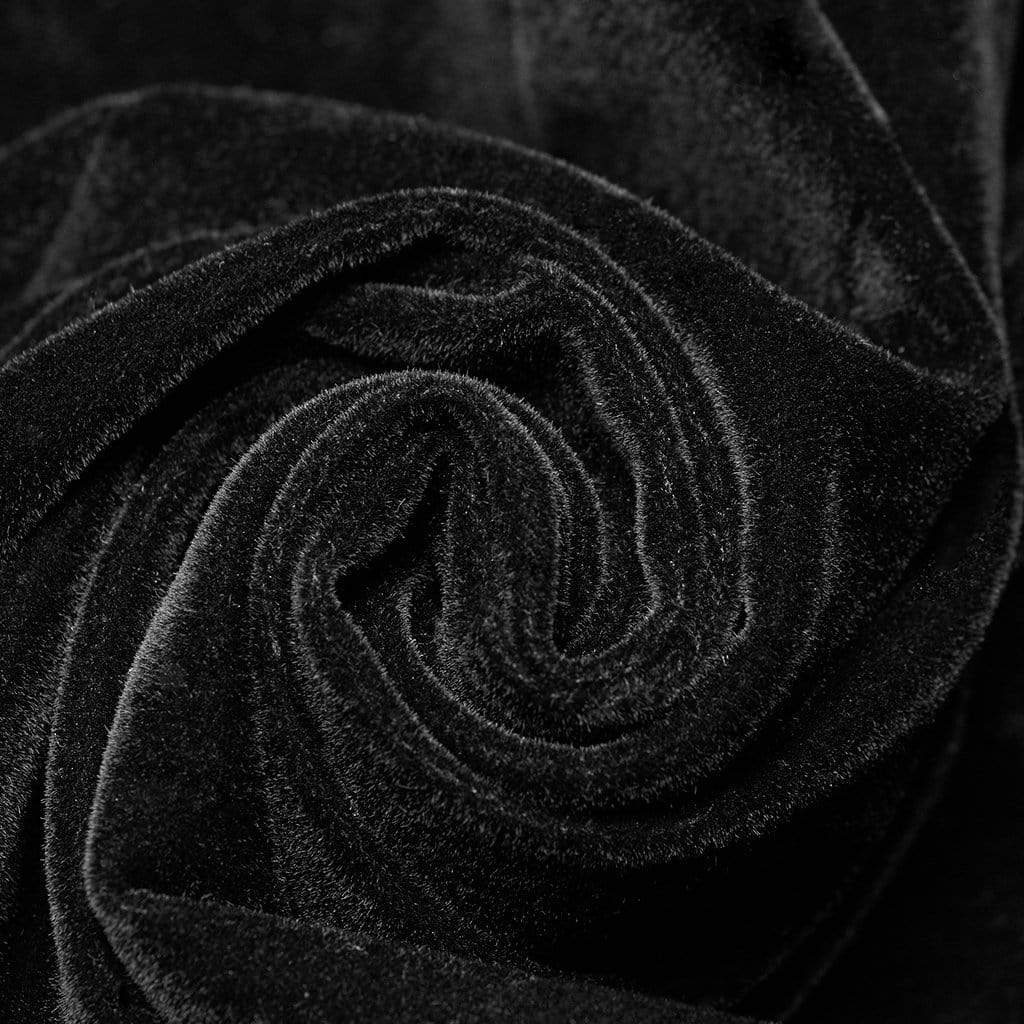 Men's Goth Victorian Front Zipper Floral Velvet Long Jacket