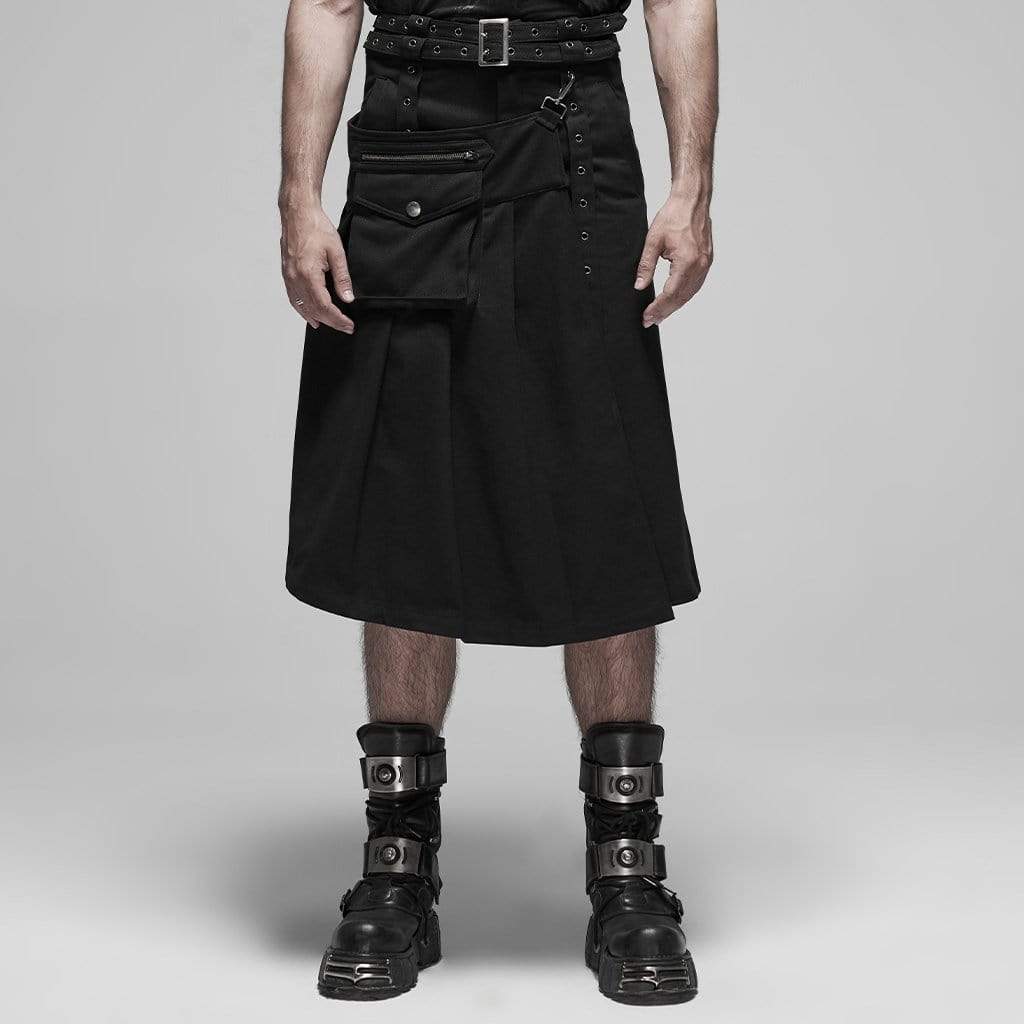Men's Gothic Big Pocket Detachable Two Pieces Skirts