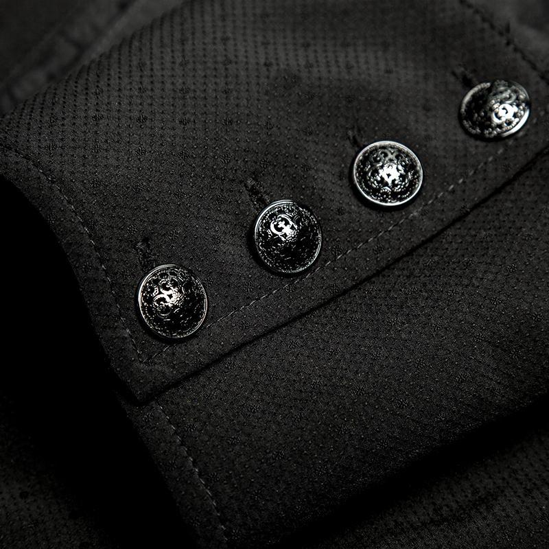 Men's Gothic Black Stripes Shirt With Necktie