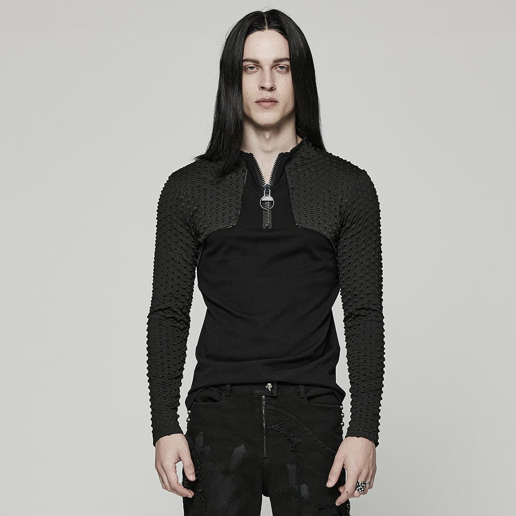 PUNK RAVE Men's Gothic Bubble Zipper Shirt
