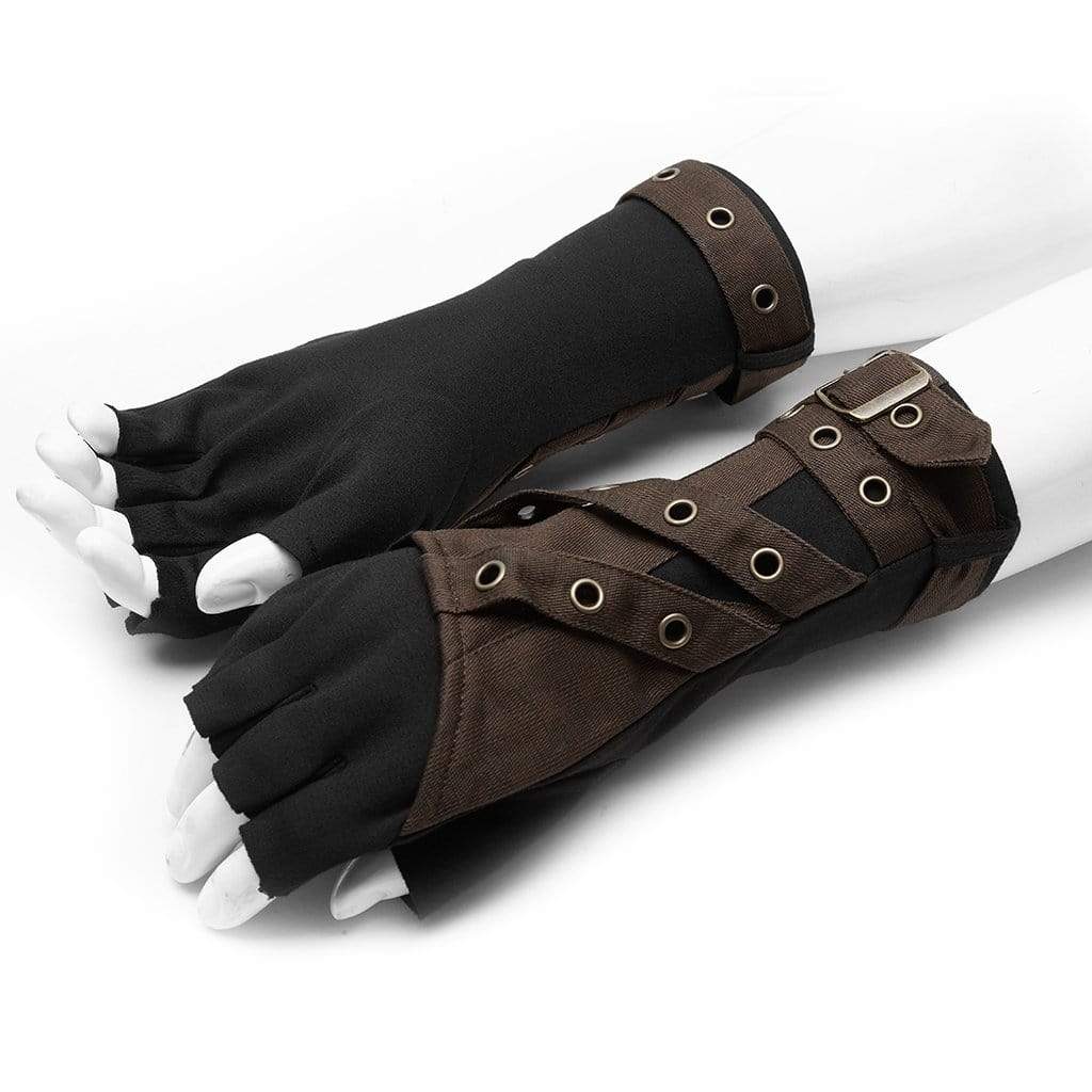 Men's Gothic Contrast Color Long Gloves