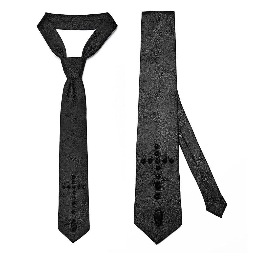 PUNK RAVE Men's Gothic Cross Beaded Tie