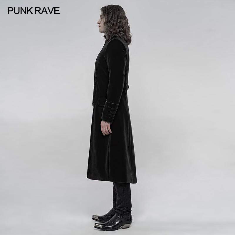 Men's Gothic Embroidered Mid-length Slim Fitted Coats