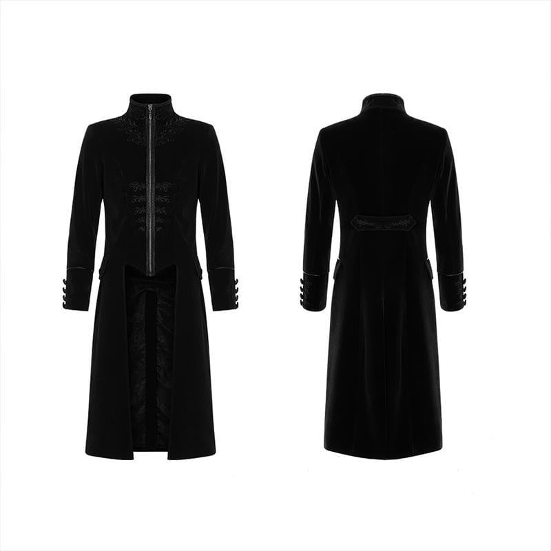 Men's Gothic Embroidered Mid-length Slim Fitted Coats