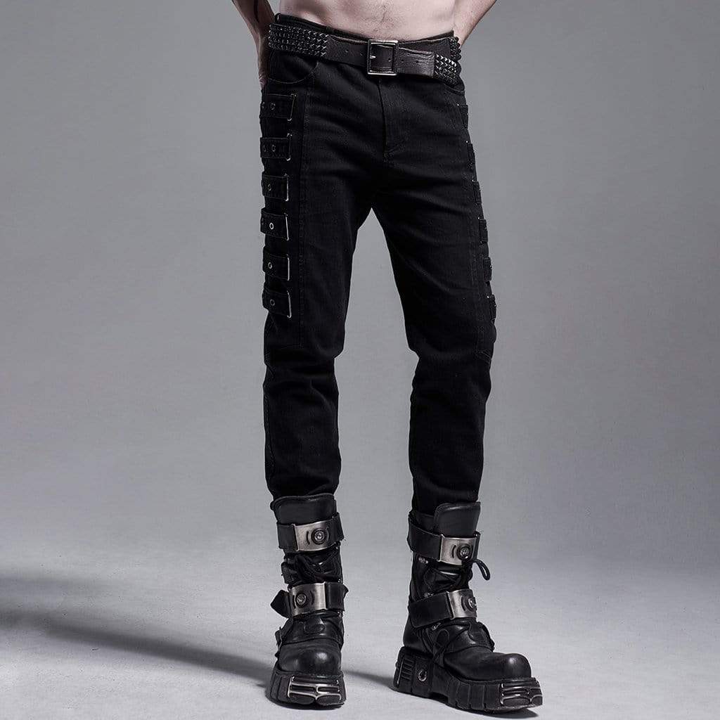 Men's Gothic Fitted Pants With Chains