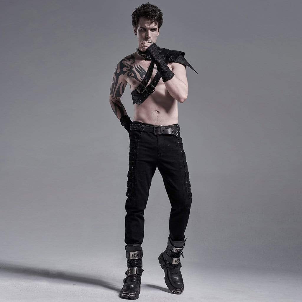 Men's Gothic Fitted Pants With Chains