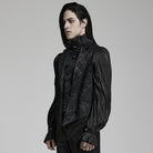 PUNK RAVE Men's Gothic Floral Printed Ruffled Vest