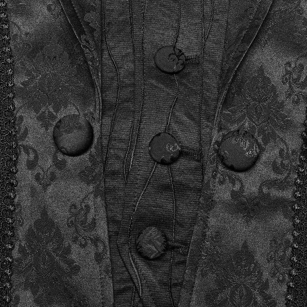 PUNK RAVE Men's Gothic Floral Printed Ruffled Vest