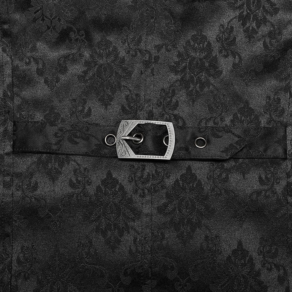 PUNK RAVE Men's Gothic Floral Printed Ruffled Vest