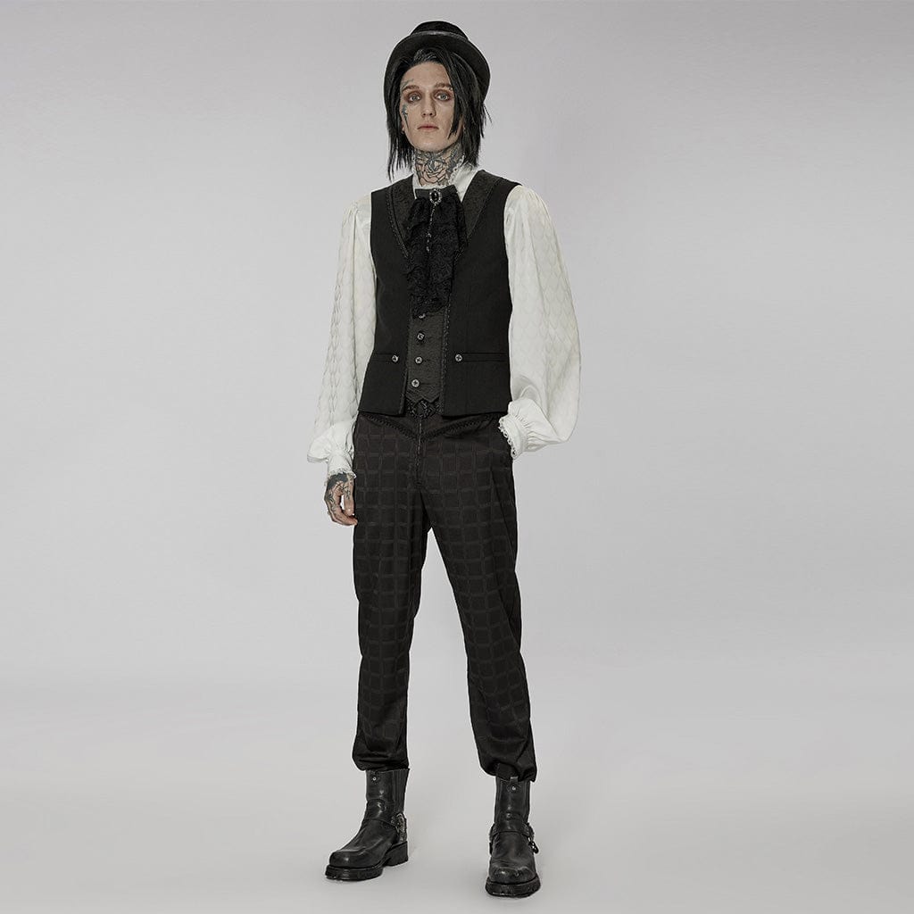 PUNK RAVE Men's Gothic Floral Printed Splice Vest