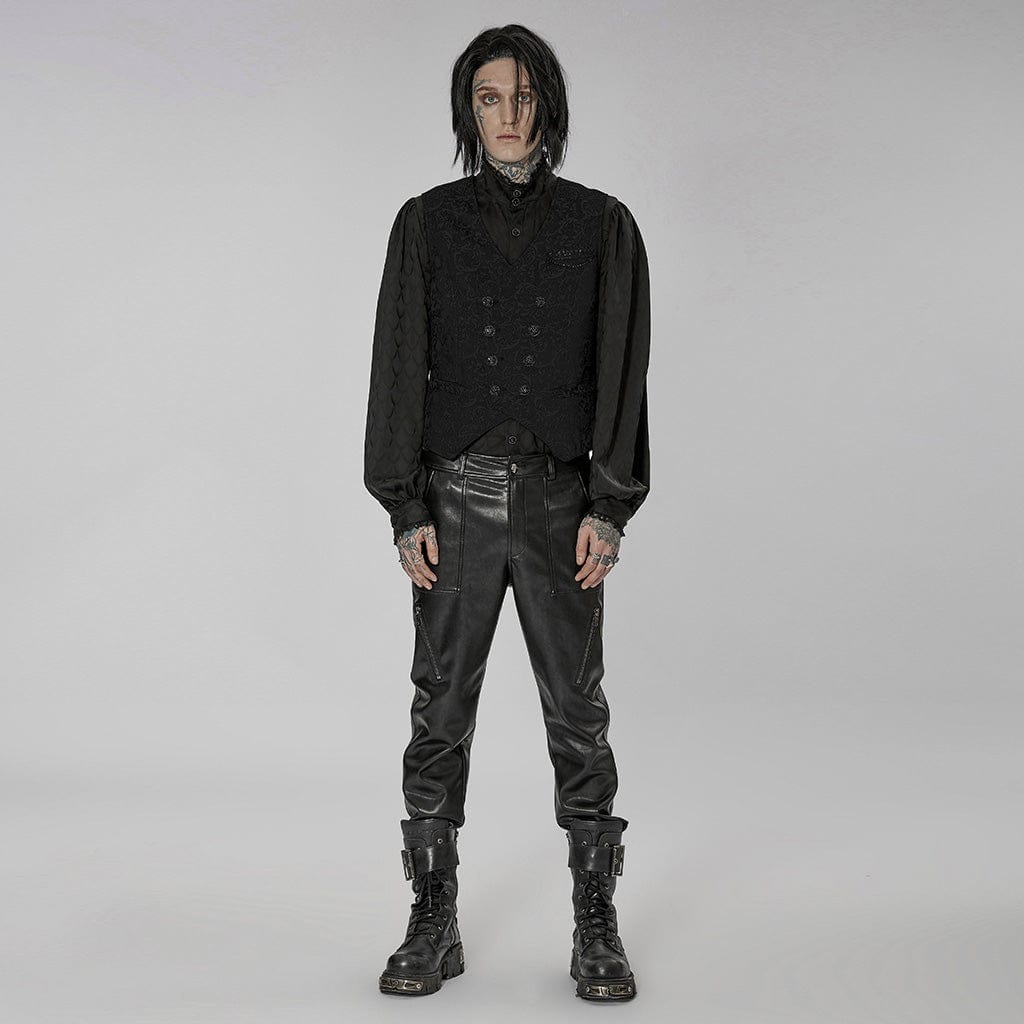 PUNK RAVE Men's Gothic Floral Printed Split Vest