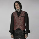 PUNK RAVE Men's Gothic Floral Printed Split Vest