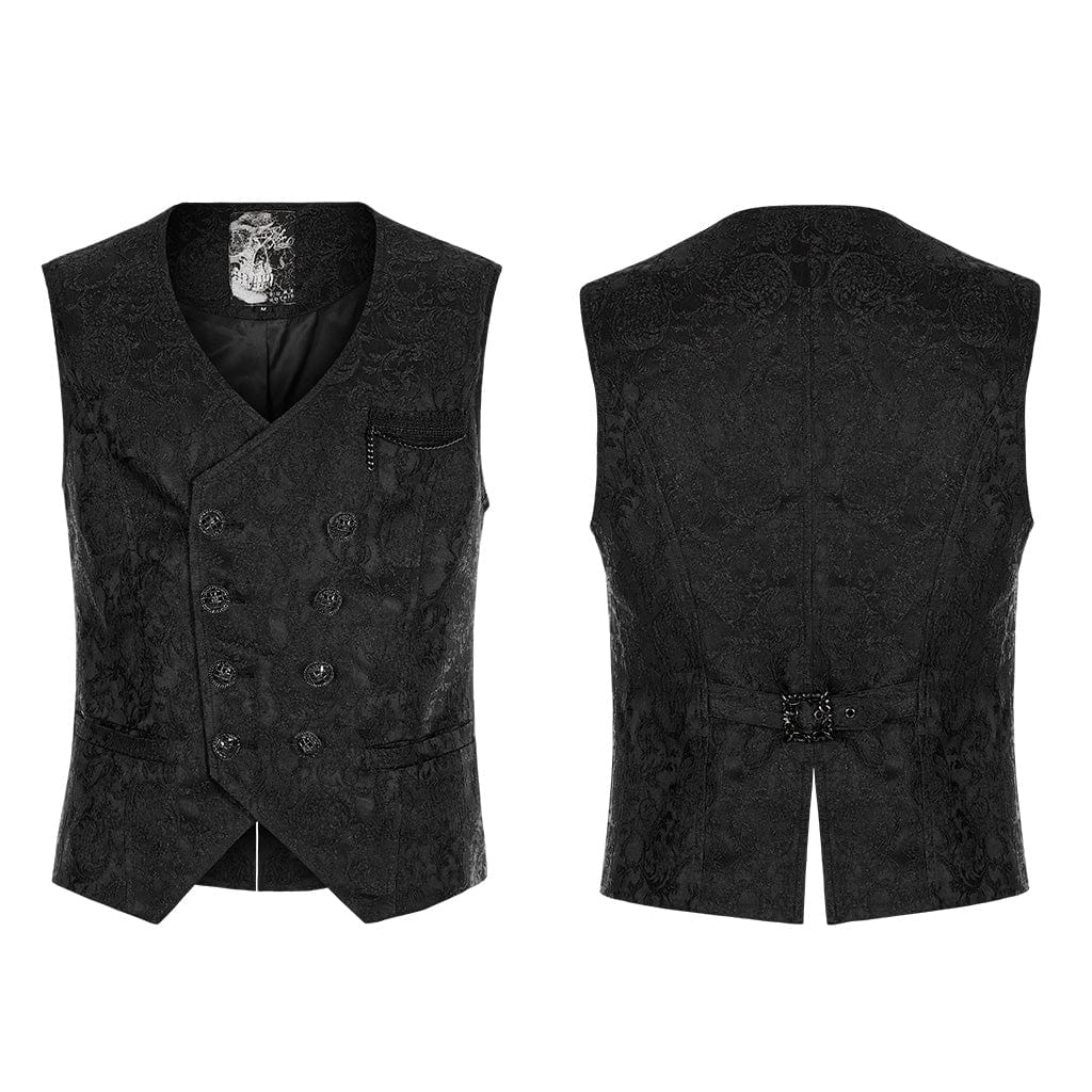 PUNK RAVE Men's Gothic Floral Printed Split Vest