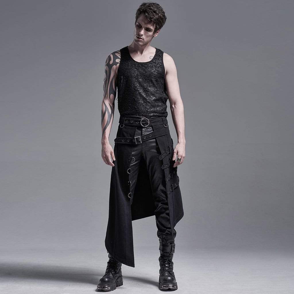 Men's Gothic Irregular Overskirts With Belts – Punk Design