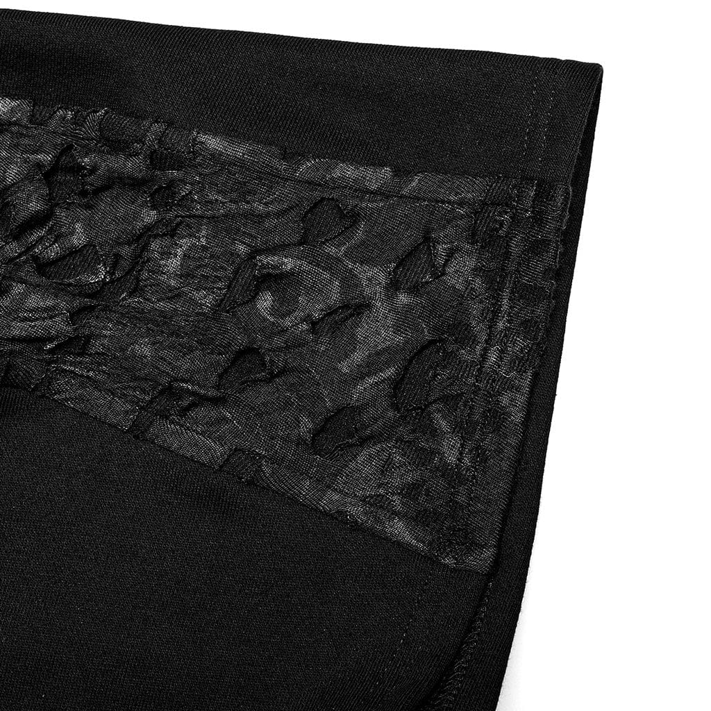 PUNK RAVE Men's Gothic Irregular Ripped Scarf with Hood