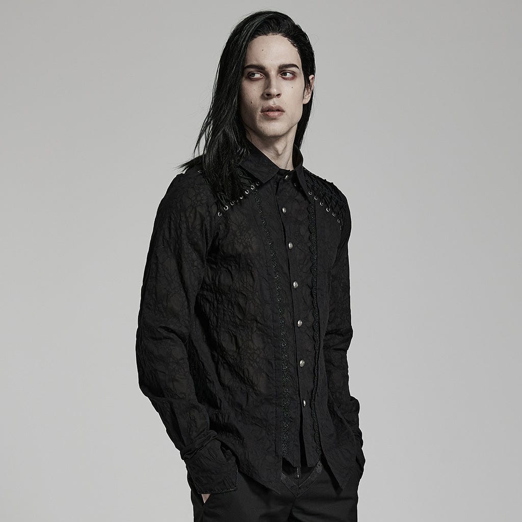 Men's Gothic Lace Shirt Punk Design