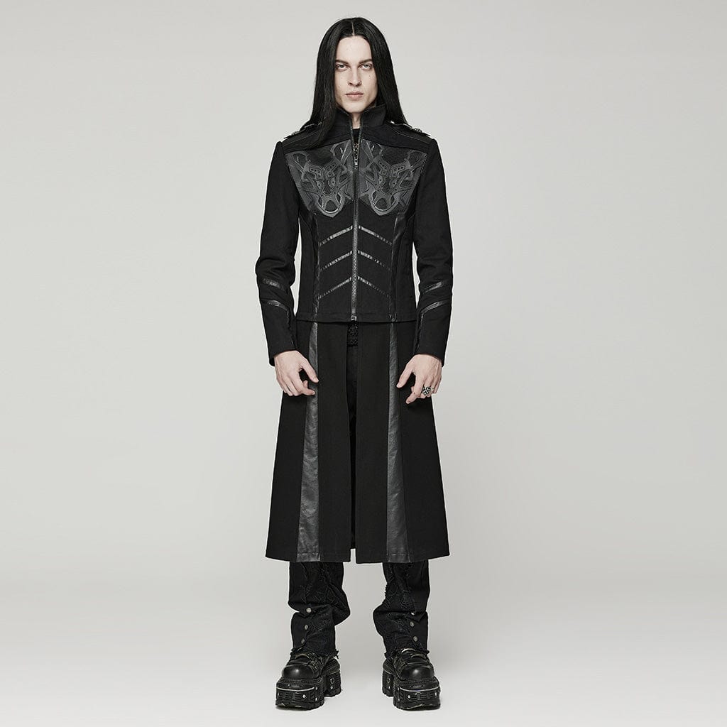 PUNK RAVE Men's Gothic Mechanistic Detachable Coat