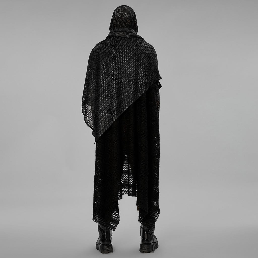 PUNK RAVE Men's Gothic Mesh Scarf with Hood