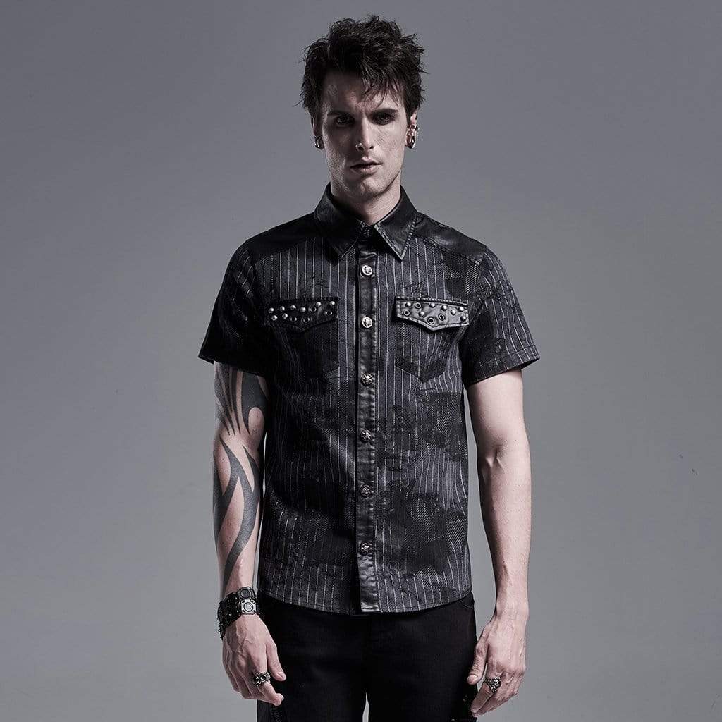 Men's Gothic Printed Shirts With Rivets