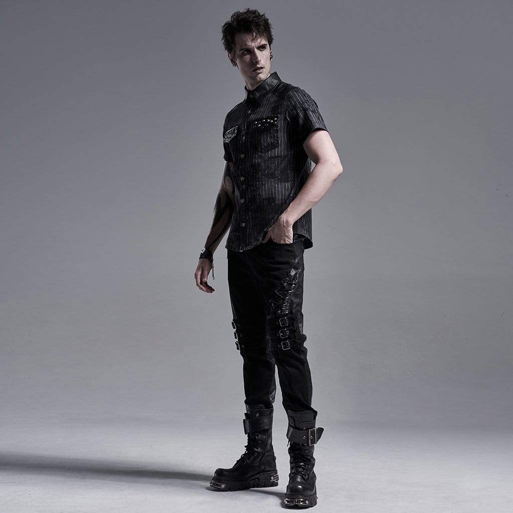 Men's Gothic Printed Shirts With Rivets
