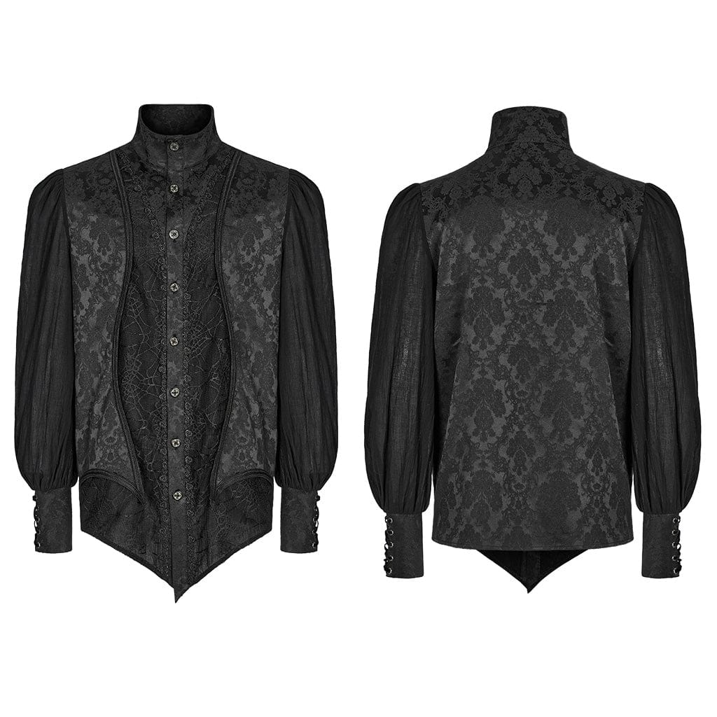 PUNK RAVE Men's Gothic Puff Sleeved Lace Shirt