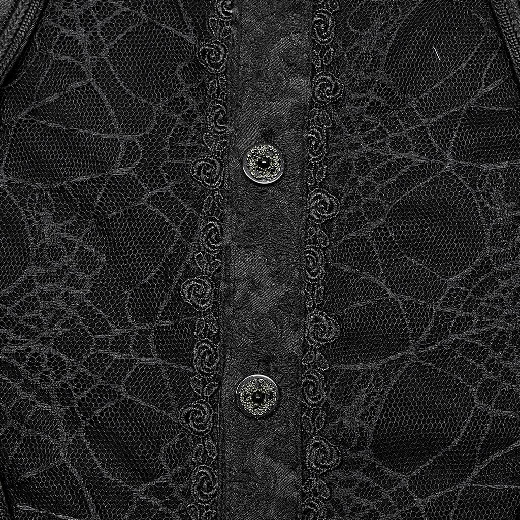 PUNK RAVE Men's Gothic Puff Sleeved Lace Shirt